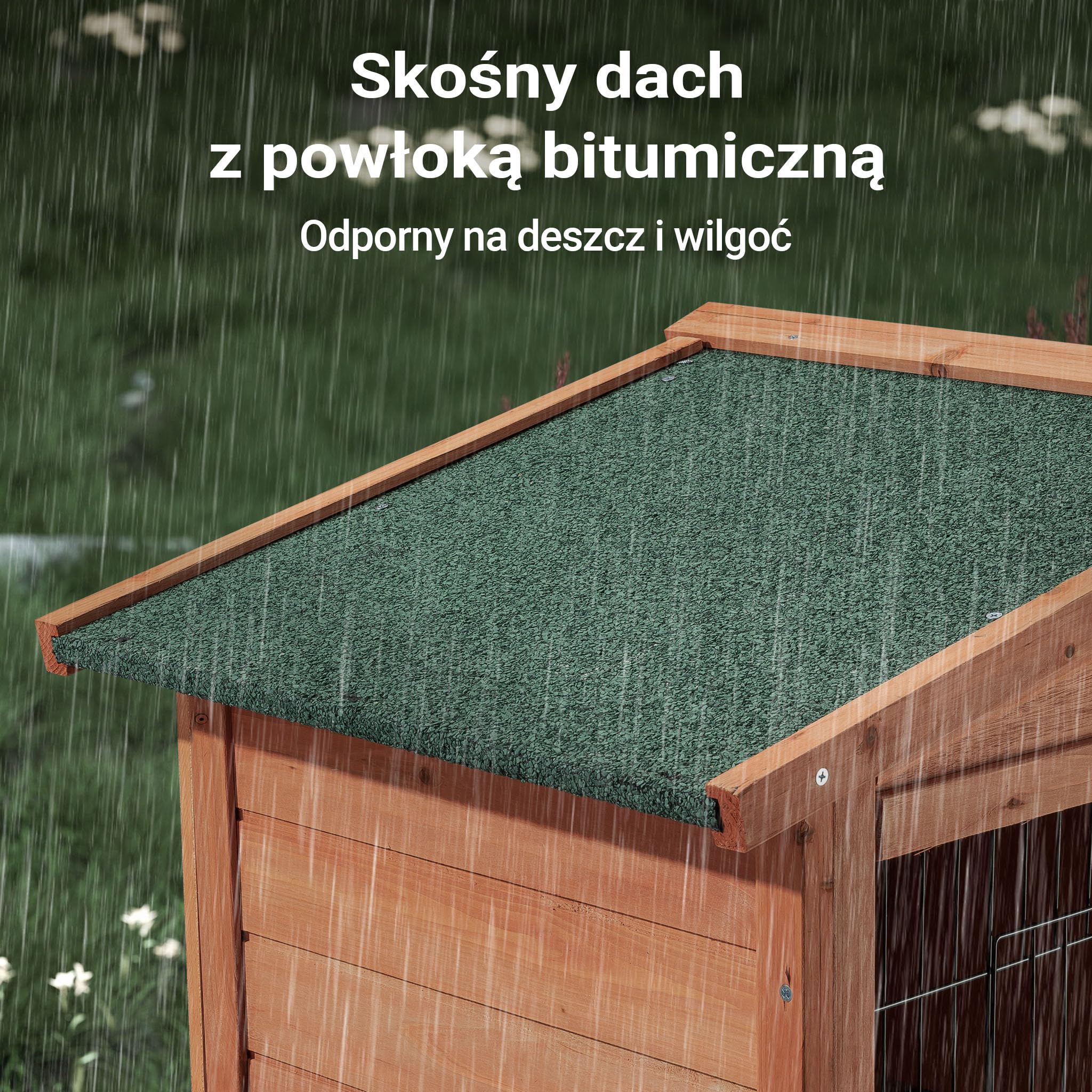 Wiltec 2-poziomowy domek dla gryzoni 871 x 547 x 1000 mm, dwupoziomowa klatka dla królików wykonana z drewna świerkowego, z dachem bitumicznym i wanienką na odchody, wybieg dla małych zwierząt