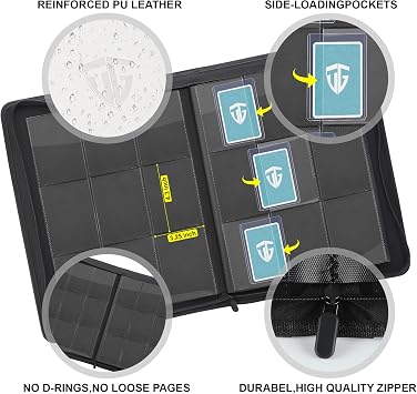 Toploader Binder,Holds 216 Toploaders,9 Pocket Top Loader Binder with Sleeves for 3x4 Rigid Toploaders Hard Cases,Top loader Binders for TCG, MTG Card Binder, Trading Cards Binder(White)