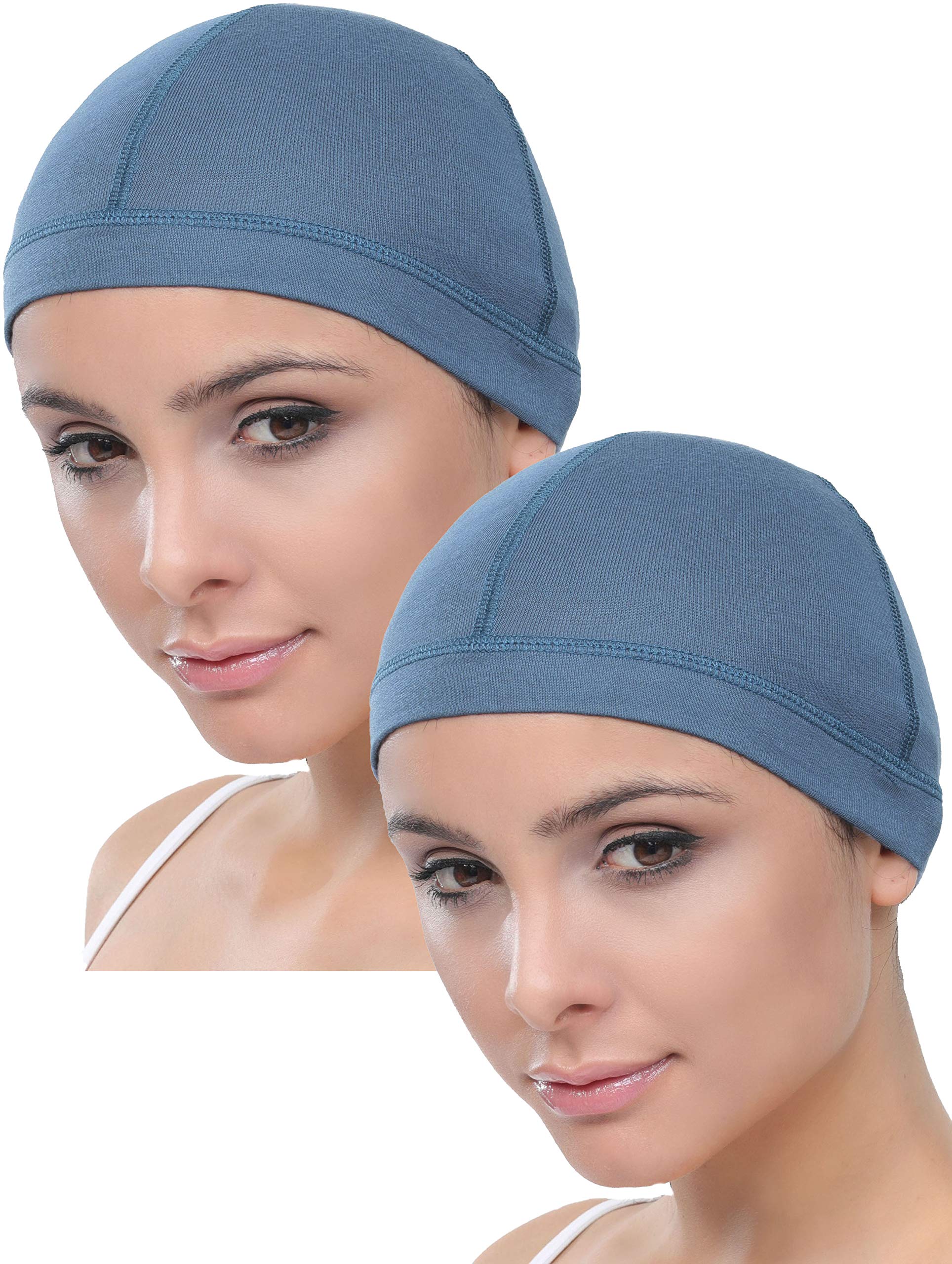 Deresina Headwear Unisex Carolina Blue Deresina Bamboo Wig Cap For Hair Loss (2Pcs) (Carolina Blue)