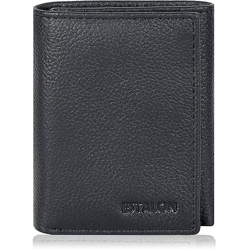 ESTALON Real Leather Trifold Wallet For Men-RFID Slim Tri Fold Wallets Minimalist 3 fold Credit Card Holder ID Window Christmas Gift