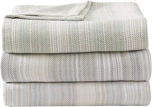 Miniatura 4 de Tommy Bahama - Manta Queen, ropa de cama de algodón suave, artículos esenciales de ropa de cama inspirados en la costa (rayas verdes de arena