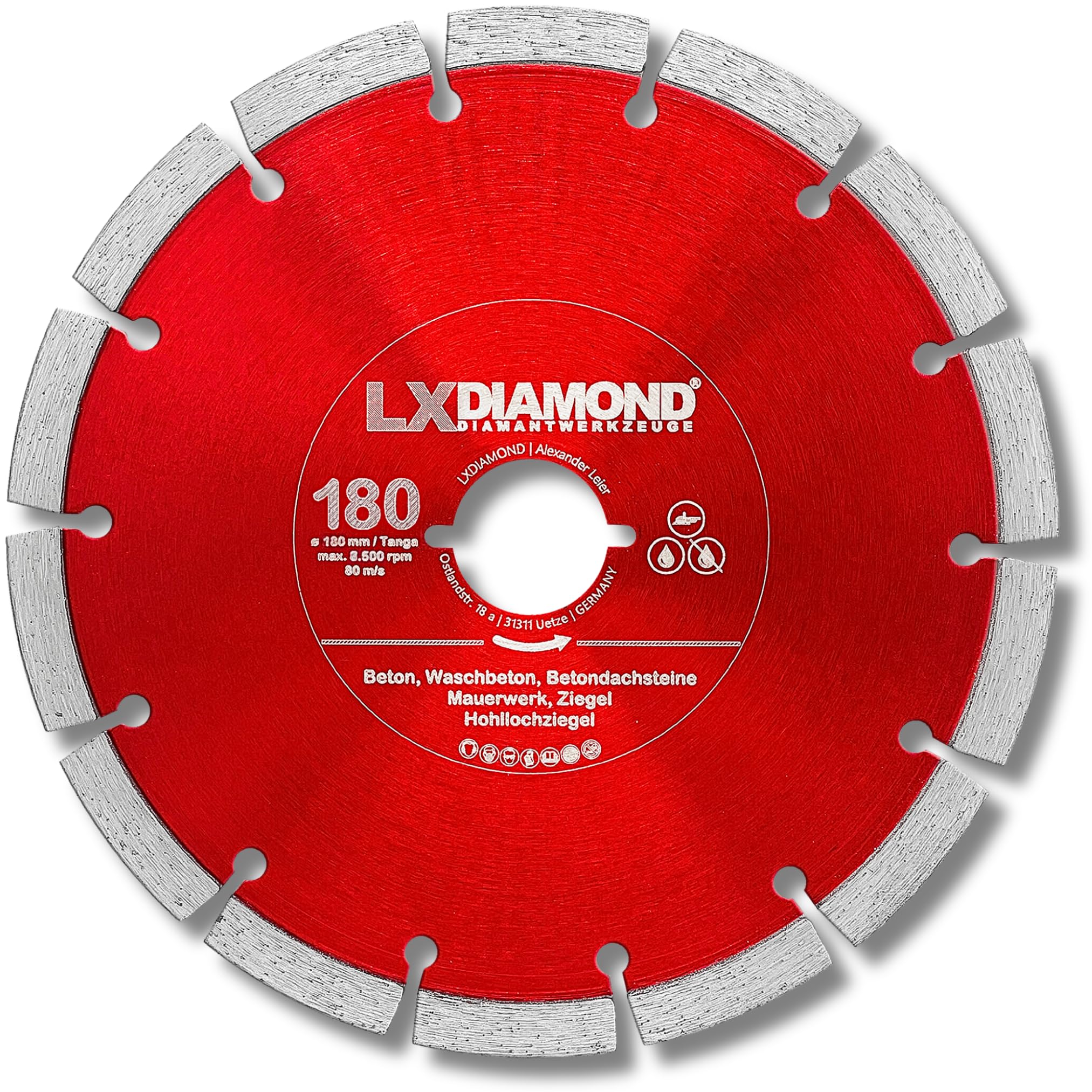 LXDIAMOND Diamant-Trennscheibe 180mm - kompatibel mit Lamello Tanga DX200 Fensterfräse Montagefräse - Diamantscheibe für Beton Mauerwerk Ziegel Stein Universal - 180 mm in Profi Qualität