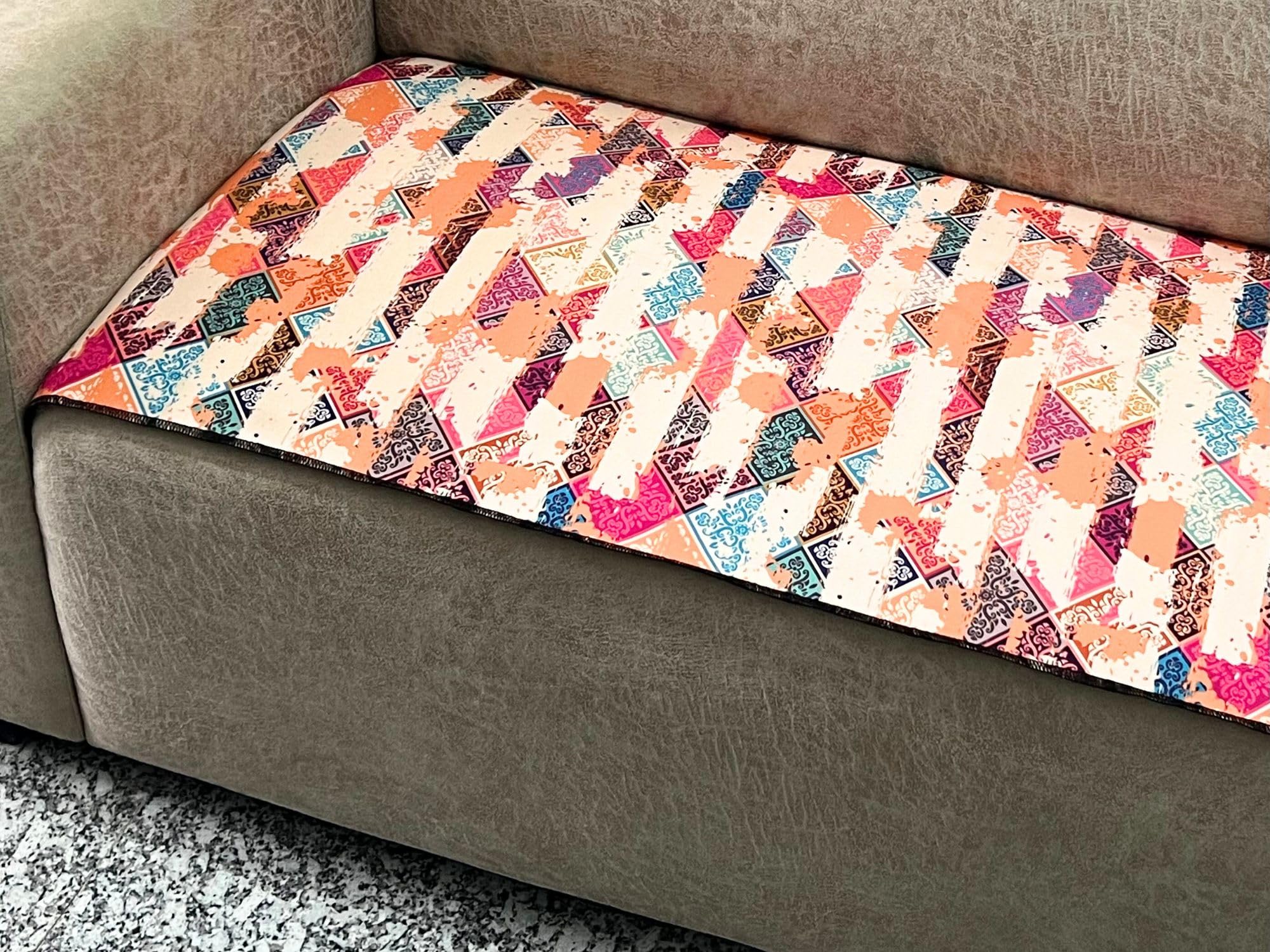 FABANE Polycotton Printed Sofa Seat Cover For 3 Seater With Heavy Antiskid Backing- Easily Machine Washable Sofa Seat Runner For Couch Or Home Living Area (22 X 68 Inches)- Multicolor (B0CRF3J1BJ) Amazon Price History, Amazon Price Tracker
