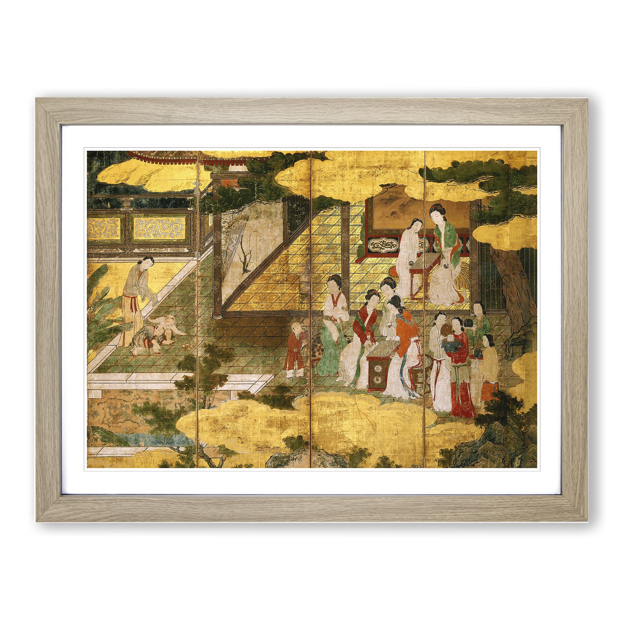 Golden Palace By Kano Eitoku Asian Japanese Framed Print, Oak, 34L x 46W cm