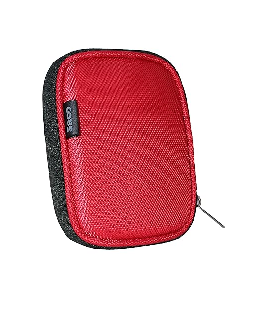 Saco External Hard Disk Pouch Cover for Seagate One Touch 1TB/2TB External HDD and Seagate Portable 1TB Hard Disk Case (Maximum Size fits Upto 12.5 x 9.2 cm) - Red
