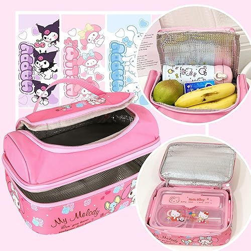 Miniatura 5 de Roffatide Anime Cinnamoroll - Bolsa de almuerzo para hombre y mujer, a prueba de fugas, gran compartimento, contenedor de almuerzo para trabajo,