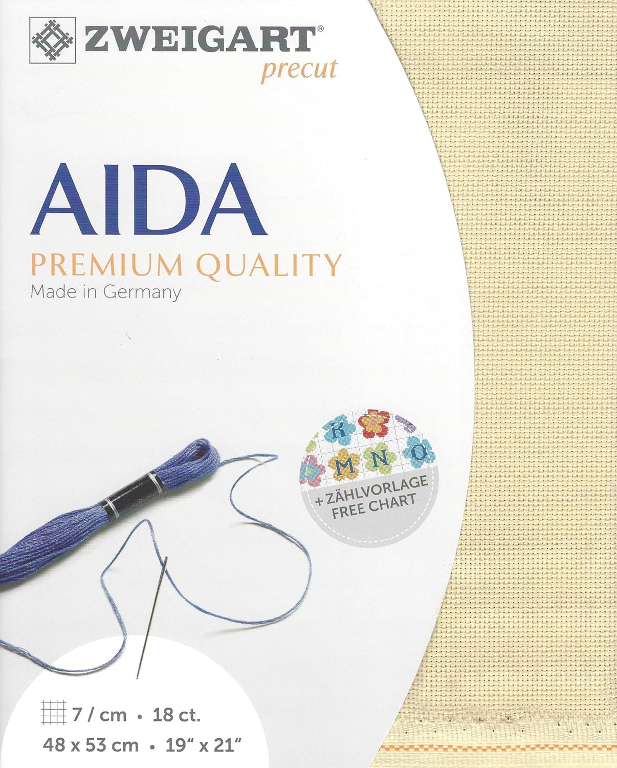 Wizardi Fein-Aida 18 Count White 3793/100. Needlework Canvas, Cross-Stitch Fabric, Embroidery Cloth, Needlepoint Canvas. 100% Cotton. Precut Zweigart