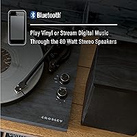 Vista 5 de Crosley C62C Turntable HiFi System Record Player with Speakers, Adjustable Tonearm, Moving Magnet Cartridge, Bluetooth Receiver, 40W Per Channel