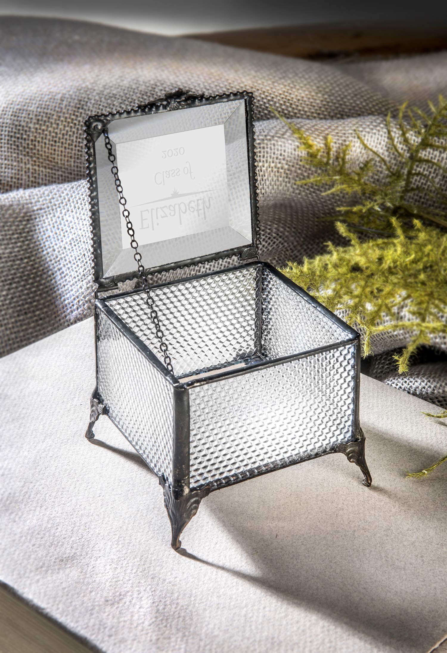 Personalized Graduation Gift Glass Jewelry Box - Engraved Keepsake For High School Or College Grad, Class Of 2020