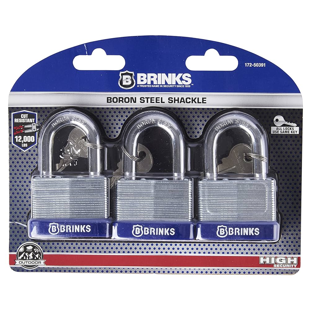 BRINKS - 50mm Laminated Steel Keyed Padlock, 3-Pack - Chrome