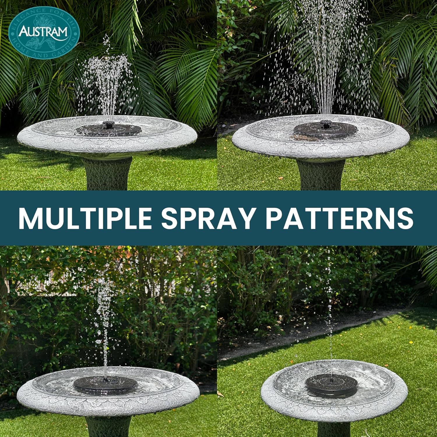 Pedestal Birdbath with Solar Fountain, Resin Stone Composite Outdoor Garden Decor, Standing Bird Bath for Outside Patio Yard, 23-Inch Tall, Garden Fountain, Resin Bird Baths, Hummingbird Bowl