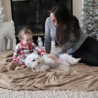 Pătură din polar pufoasă Bedsure pentru sufragerie și camera copiilor 130 x 150 cm, pătură de iarnă maro deschis 8