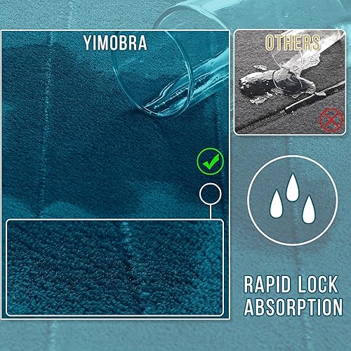 Miniatura 4 de Yimobra Juego de 2 alfombras de baño de espuma viscoelástica, súper suaves, absorbentes, de secado rápido, lavables a máquina, antideslizantes, para