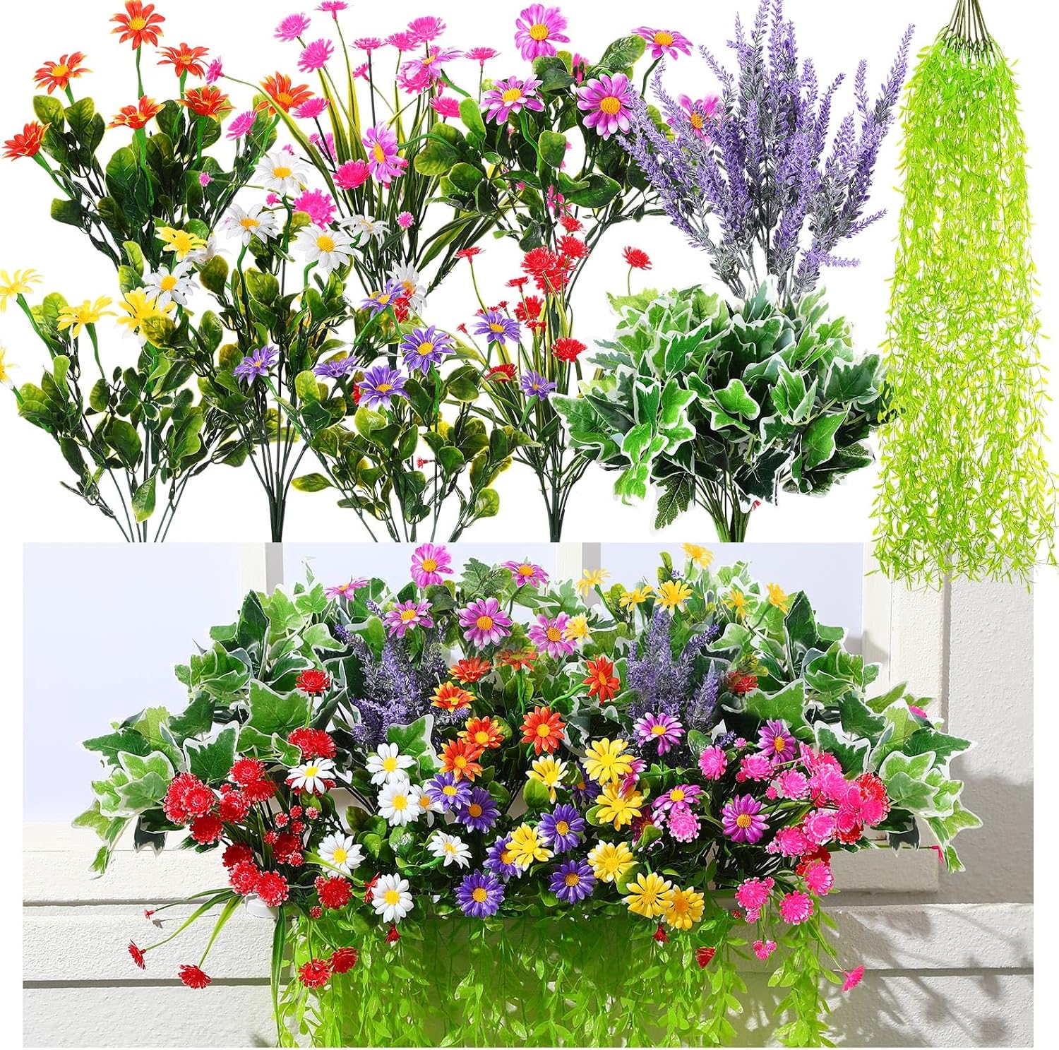 Amazon.com: Thiccywoov 24 Pcs Artificial Plants for Outdoor UV ...