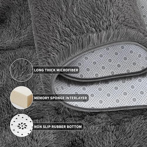 Miniatura 68 de Tepook - Alfombra súper suave y peluda para dormitorio, alfombras modernas peludas para niños para sala de estar, alfombra de felpa