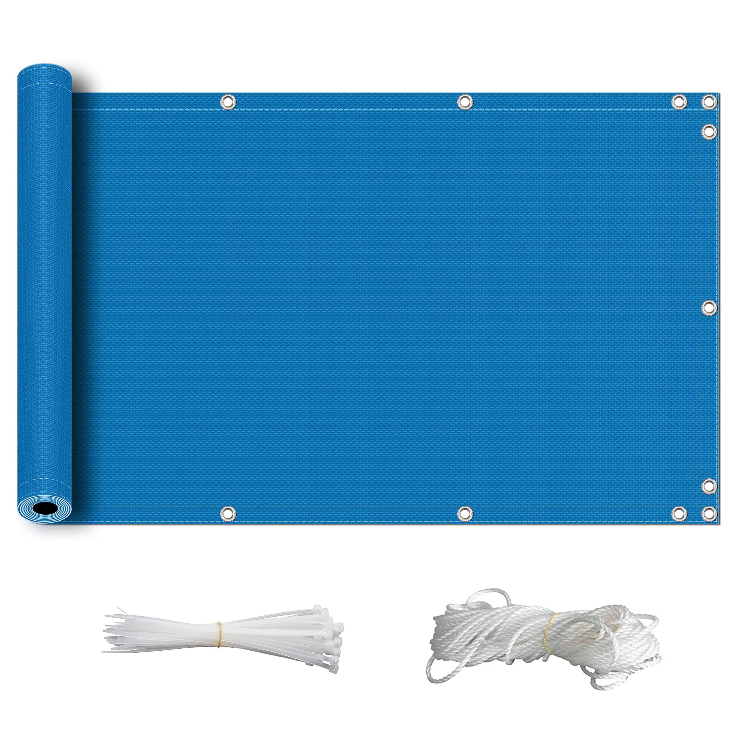 ZQXFZ Privacy Screen Fence 120x250cm 160g/㎡Oxford Cloth Anti-Uv With Installation Package Easy To Install Balcony Screen Privacy -Lake Blue.