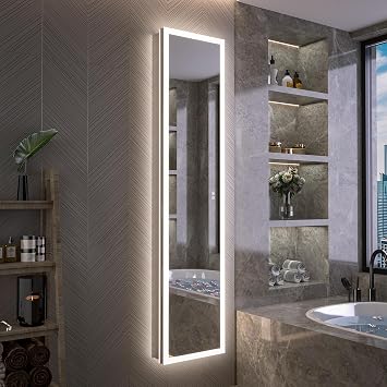 16"x70" Tall Lighted Medicine Cabinet with Mirror Door, Front&Backlit, Surface/Recessed LED Bathroom Mirror Cabinet with Dual Outlet&USB, Adjustable Shelf & Sensor Inner Light, Reversible Installation