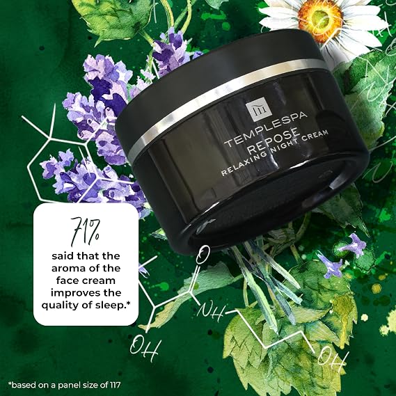 TEMPLESPA | REPOSE | Relaxing Aromatherapy Night Face Cream, Vitamin-Rich, Anti-Ageing Night Moisturizer to Calm, Relax & Settle the Skin, Natural Ingredients, Cruelty-Free, Vegan, 1.6 fl.oz.