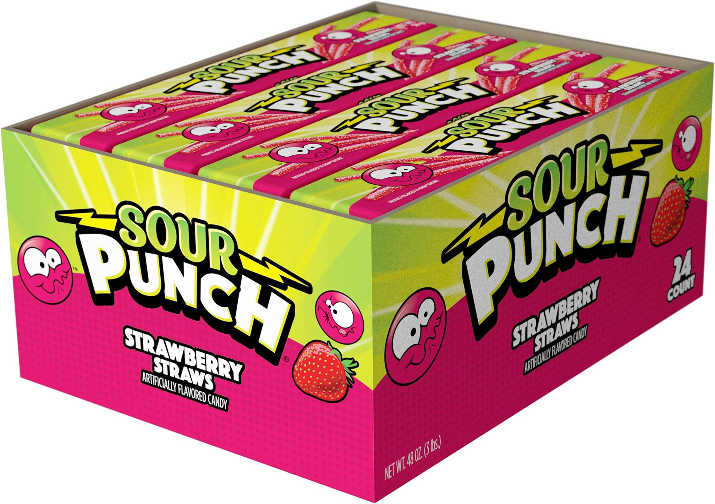 Sour Punch Strawberry Sour Straws 2oz Tray (Pack of 24)