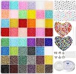 12/0 Glass Seed Beads About 15600pcs 24 Colors 2mm Loose Seed Beads Kit Bracelet Making Beads with 24-Grid Plastic Storage Box for Jewelry Making