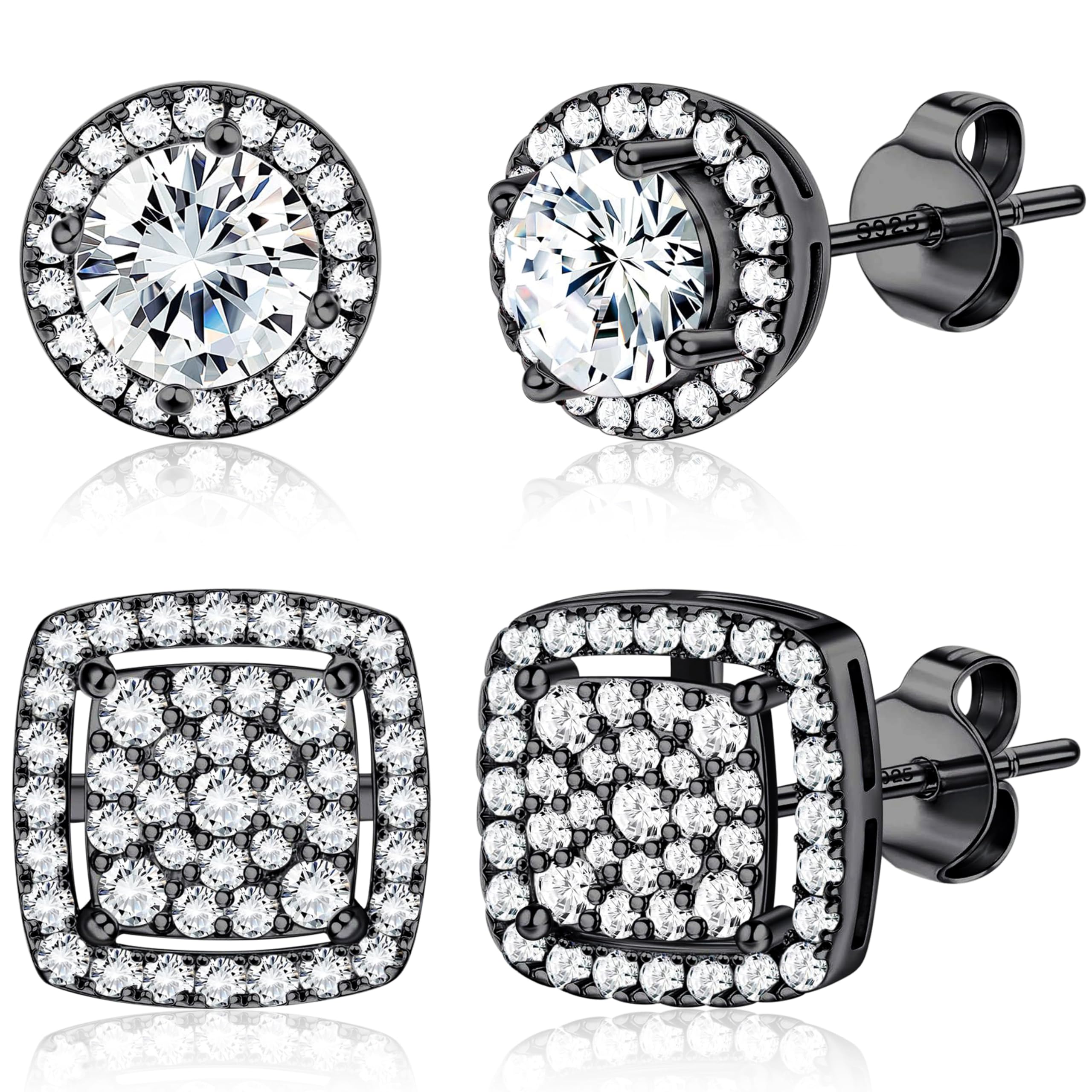 Roheafer Ohrringe Set - 3-4 Paare 925 Sterling Silber Ohrrin