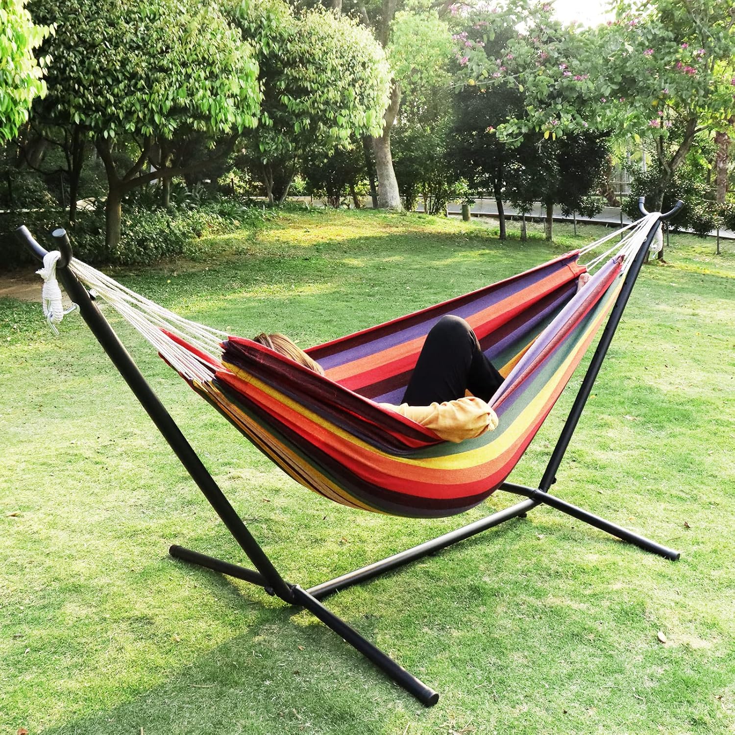 Grecodown Hammock with Stand, 450 lbs Weight Capacity Steel Hammock, Portable Hammock with Space Saving Carrying Bag for Indoor Outdoor Patio : Patio, Lawn & Garden