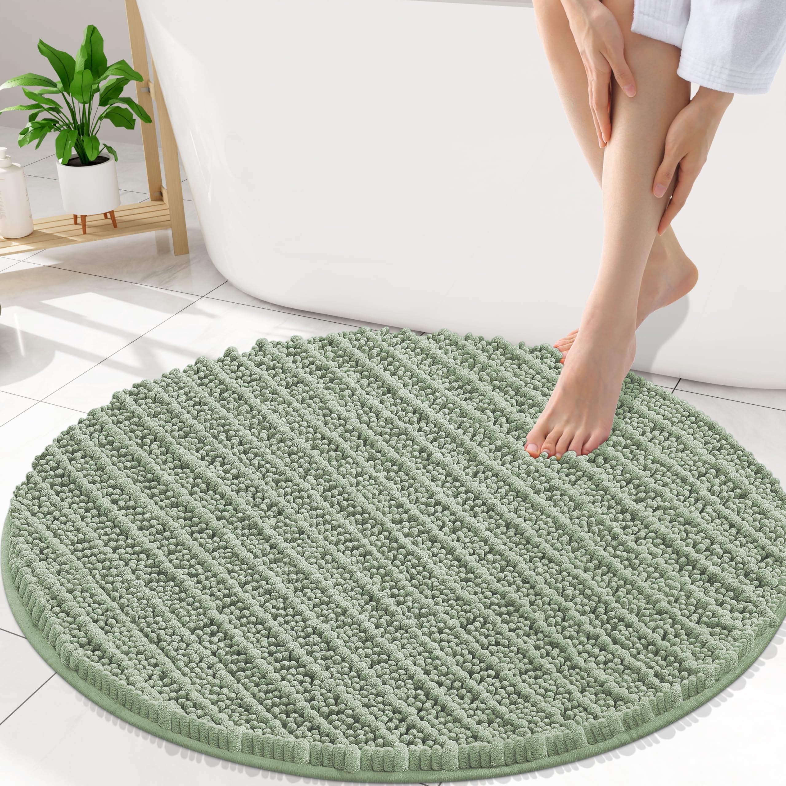 Smiry Bathroom Rugs Round 30X30, Extra Soft Rubber Backing Bath Mats