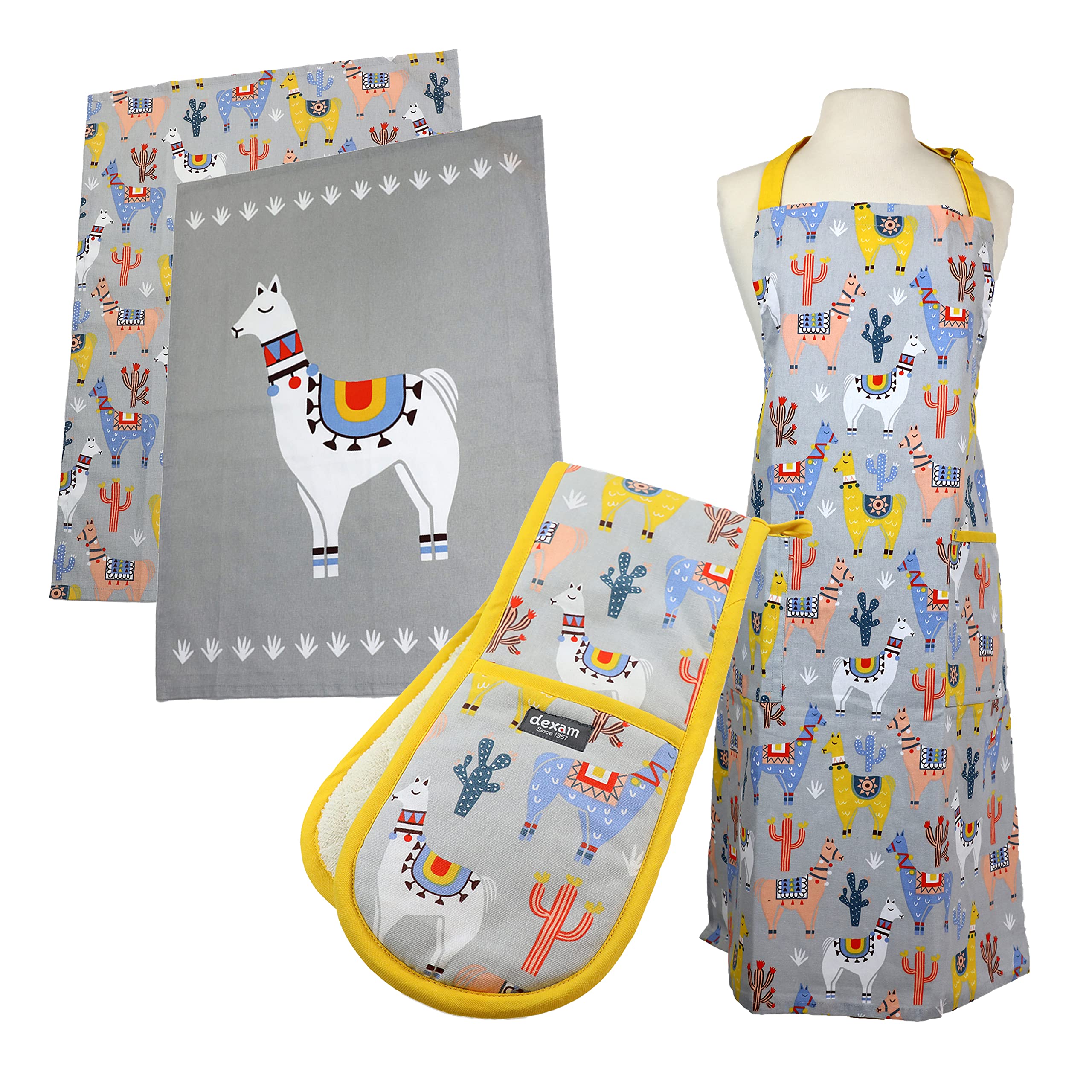 Dexam 'No Probllama' Apron, Tea Towels & Double Oven Glove Set