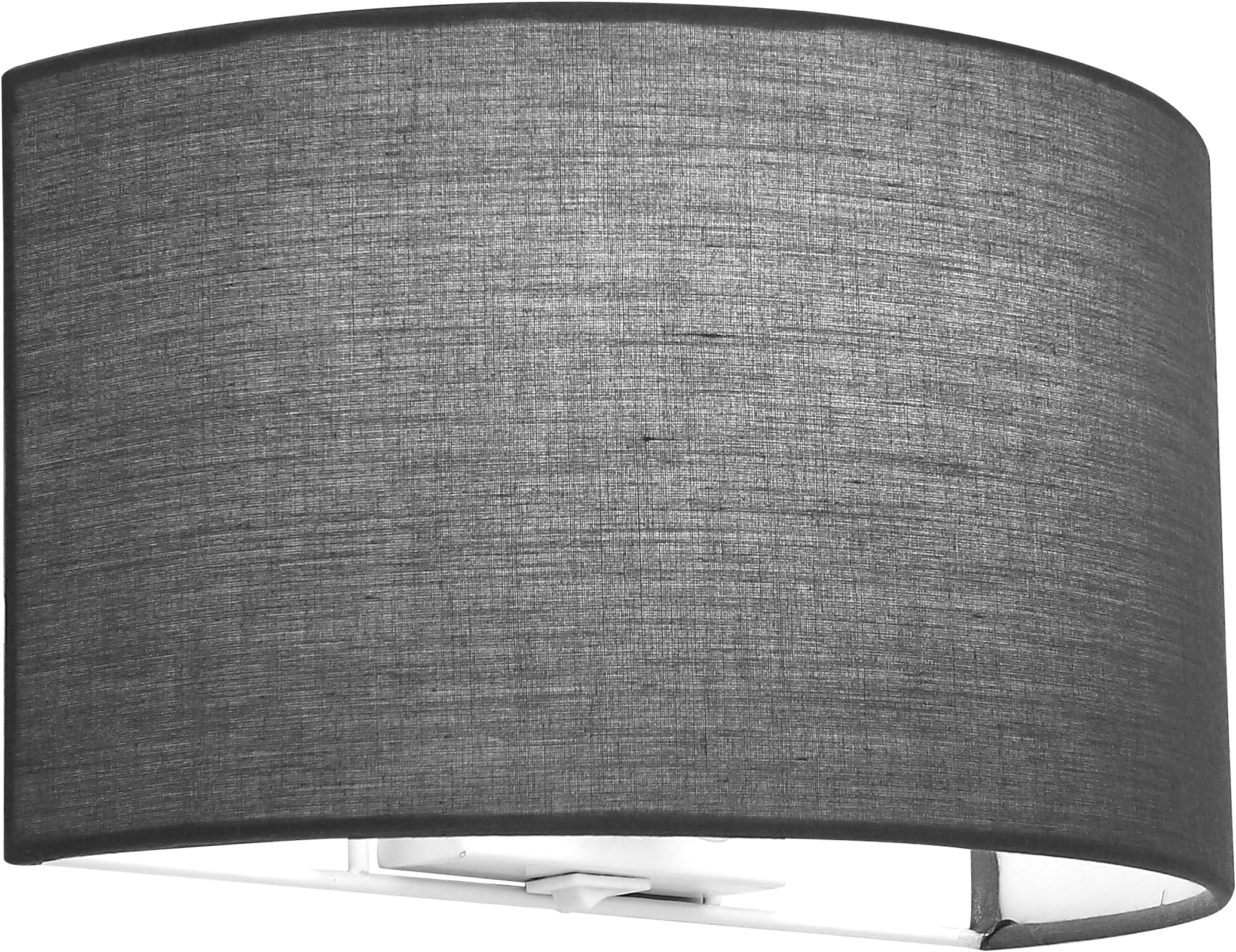 HARPER LIVING Indoor Wall Light with Switch, 1xE27 ES Wall Wash Lighting with Grey Semi-Circle Fabric Shade, Up and Down Wall Sconce Lamp, Ideal for Bedroom, Living Room, Hallway, Hotel