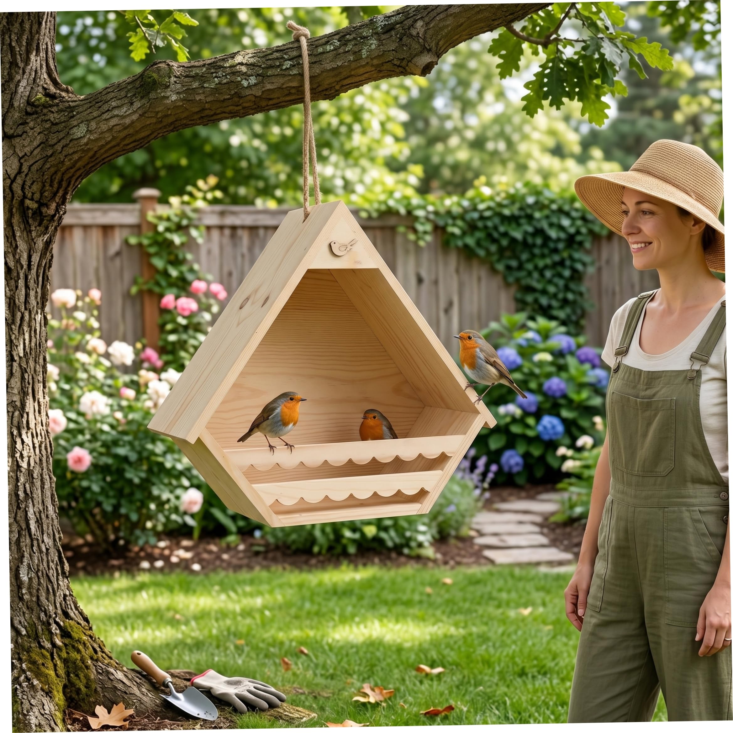 Caja Nido para Palomas, Cajas Nido para Palomas De Madera Natural para Exteriores, Casa para Pájaros Triangular Espaciosa Montada En La Pared, Estante Exterior para - 11.81x11.81x6.30 PU