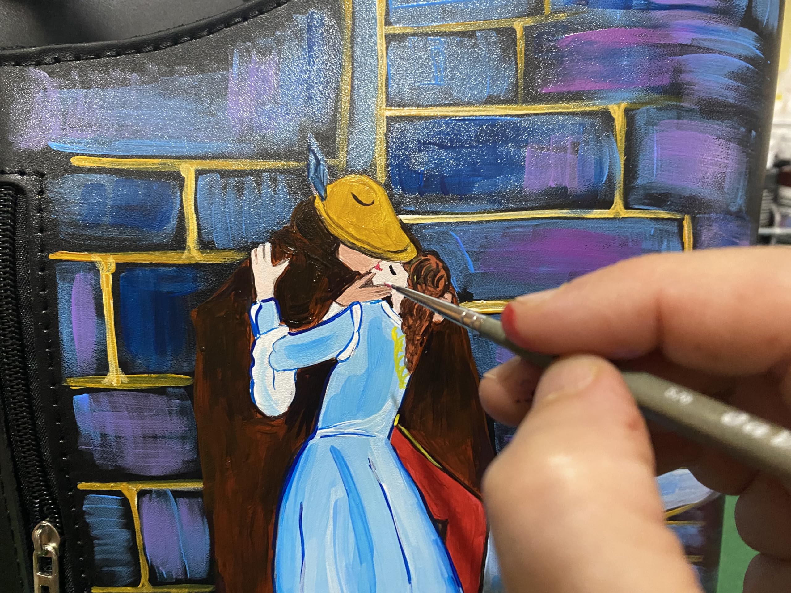 Arte Lisanti Borsa in Pelle Dipinta a Mano – IL BACIO DI HAYEZ – a Mano, a Tracolla, Pochette Donna, Idea Regalo, Artigianato Italiano, Made In Italy, Vera Pelle, Tote Bag, Elegante Di Alta Qualità