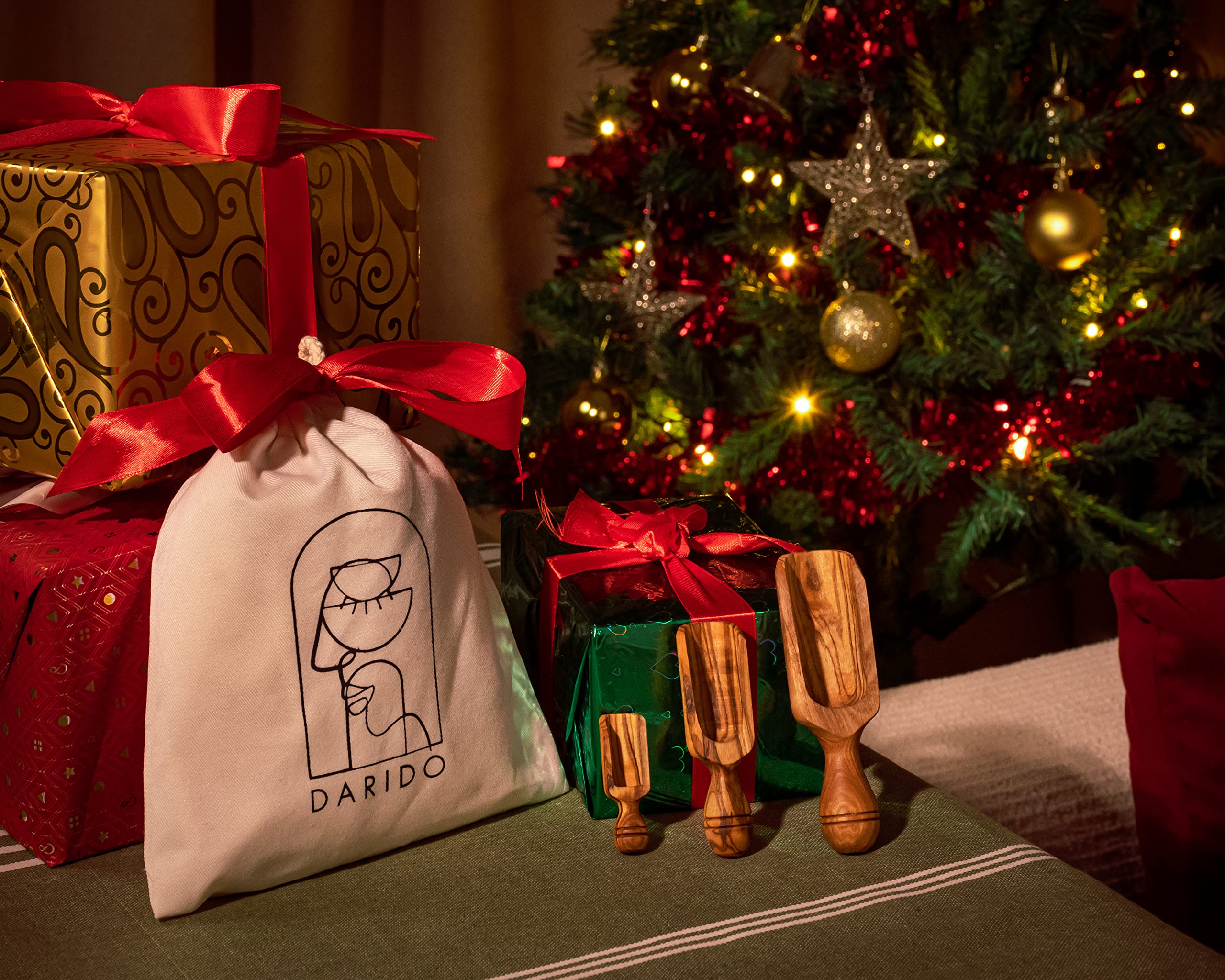 Cuillères à épices En Bois D'olivier Naturel Lot De 3-12 Cm