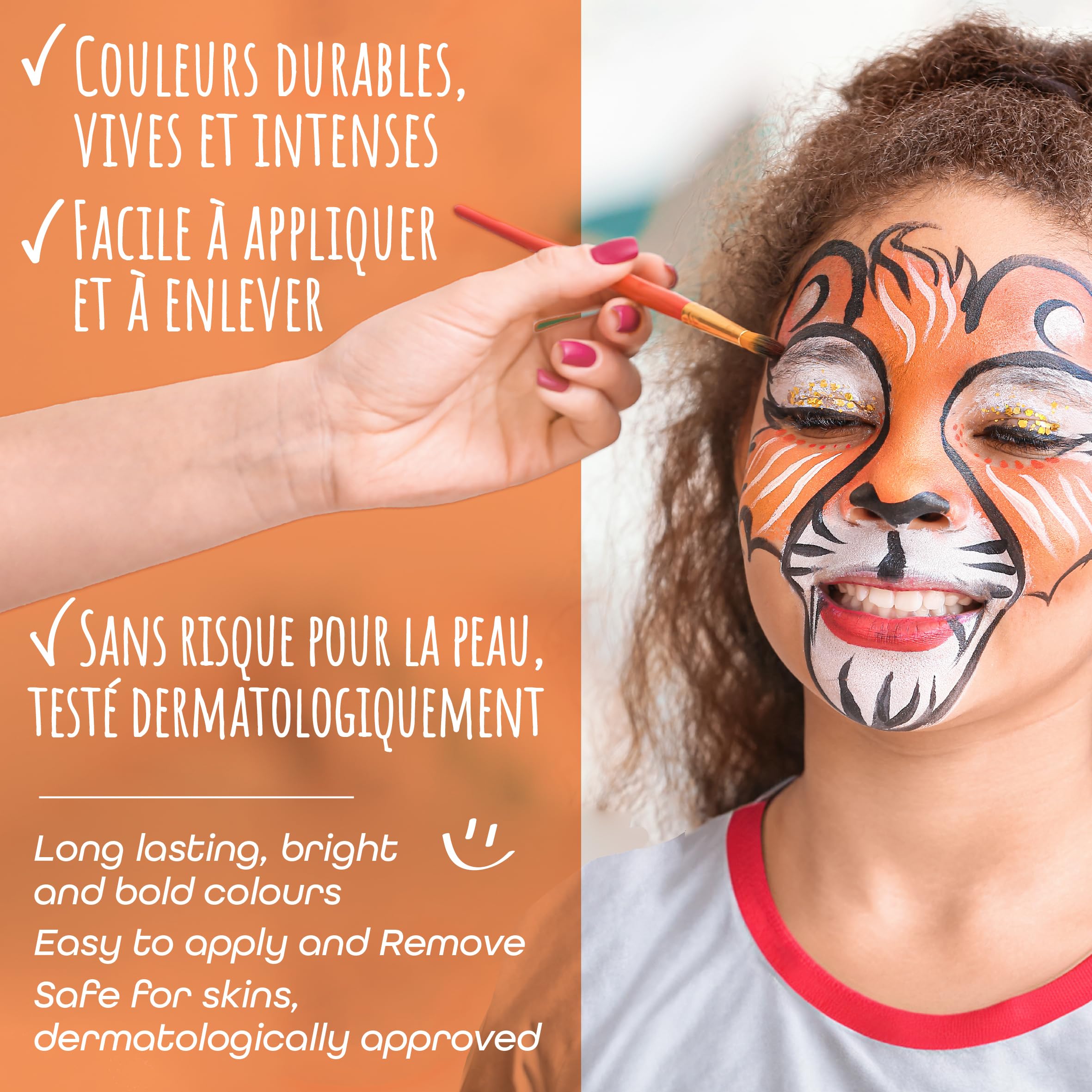 P'TIT CLOWN - 61002 - Stick de Maquillage Bleu Blanc Rouge - Parfait pour Supporter la France Lors des Célébrations et Événements Sportifs - Facile à Utiliser
