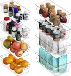 Simple Houseware Clear Bins for Freezer and Kitchen Pantry Organizer, 8 Packs (4 Medium, 4 Large) | Large 14 x 7 x 3.75 in. | Medium 12 x 6.2 x 3.4 in.