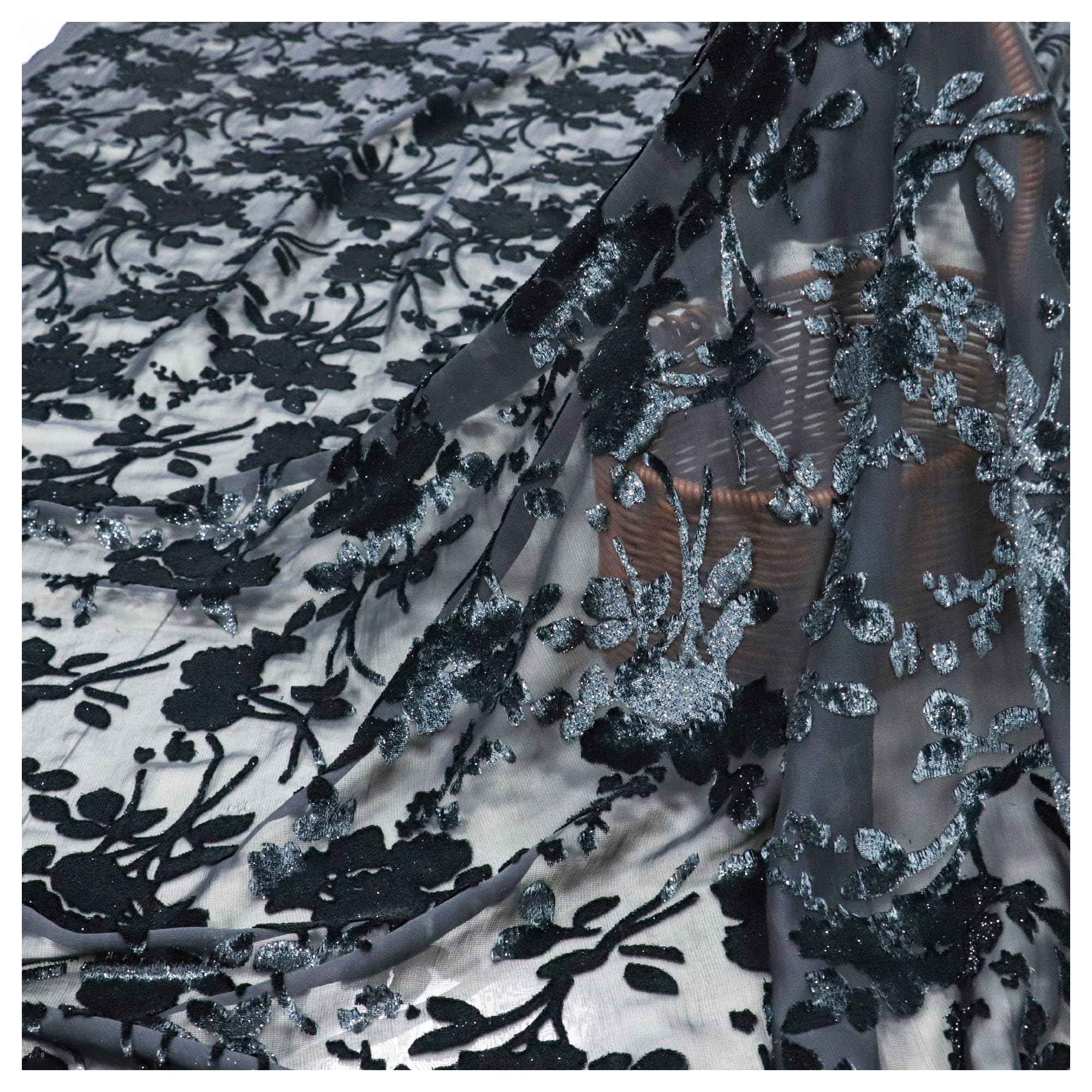 Tissu velours écrasé transparent de qualité supérieure avec Lurex