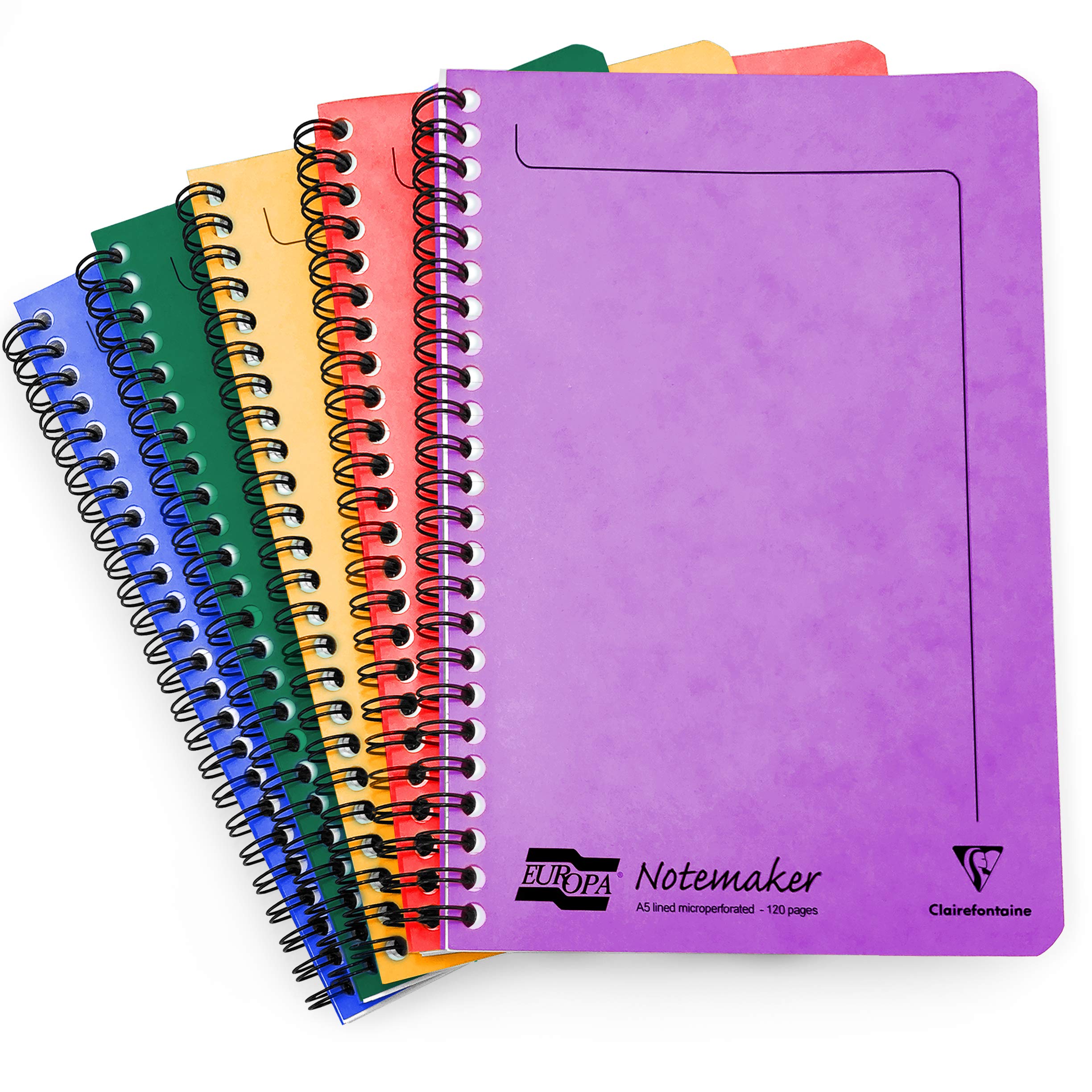 Clairefontaine Europa Notemaker Lot de 10 cahiers A5 90 g/m² 120 pages lignées Couleurs assorties