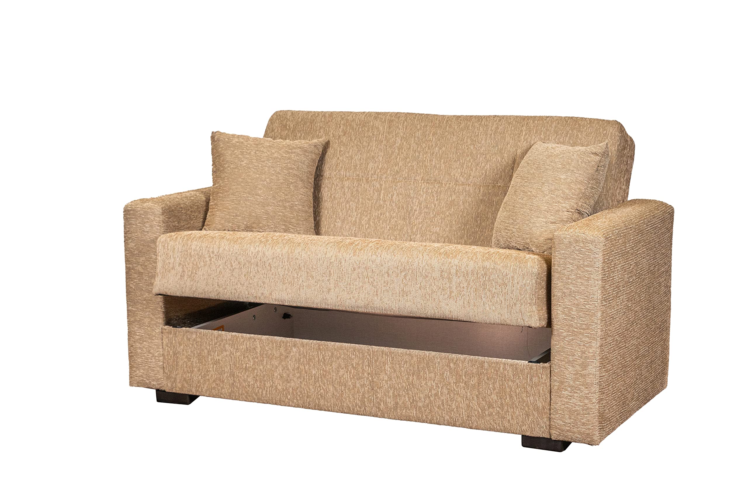 Arredo Stock Divano letto 2 posti tessuto beige, 160x83x73 cm