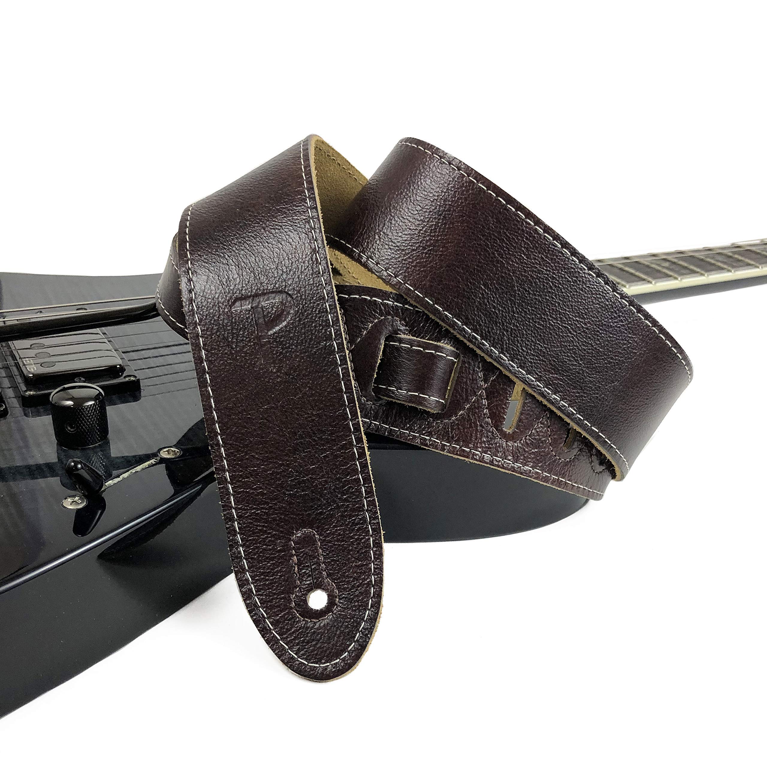 Perri's Leathers Ltd. - Correa de guitarra - Cuero italiano - Caoba - Ajustable - Para guitarras acústicas/bajas/eléctricas - Fabricada en Canadá (BM2-6698)