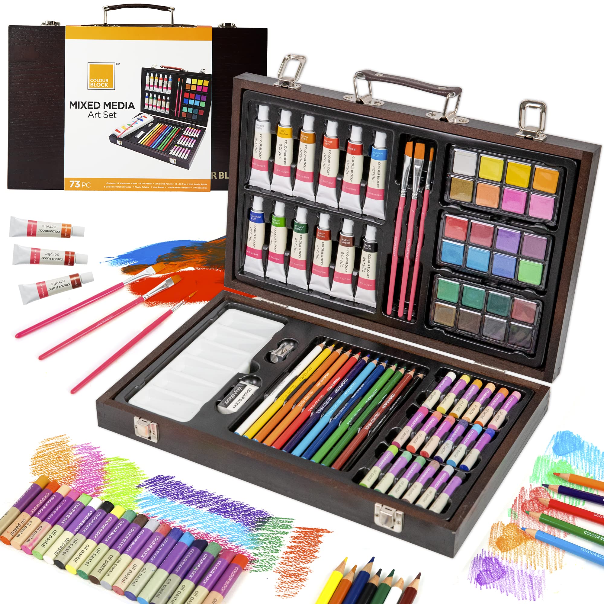 COLOUR BLOCK 73-Piece Art Set – Premium Art Supplies Kit for Adults, All-in-One Painting and Drawing Set for Artists and Hobbyists