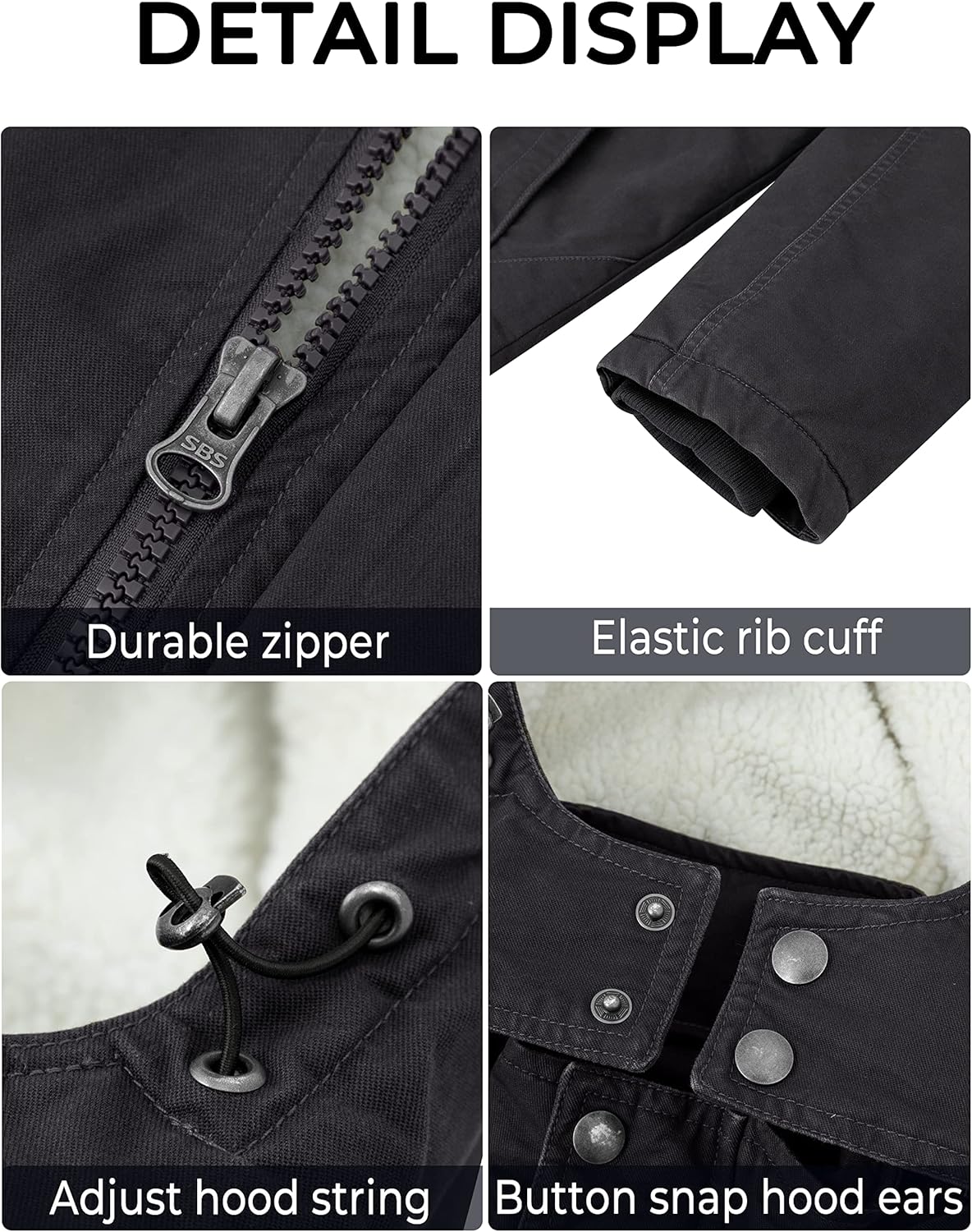 Soularge Men's Big and Tall Military Winter Warm Sherpa Lined Parka Jacket with Hood - Image 7