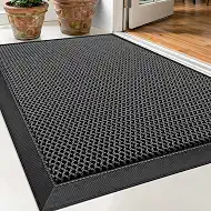 Front Door Mat, Heavy Duty Non-Slip Rubber Dirt Trapper, Quick-Dry Low-Profile Washable Easy Clean, Welcome Mat for Indoor Outdoor Entryway Porch Patio Garage Mudroom 30"x17", Grey