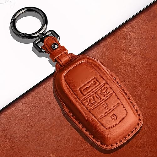 Miniatura 9 de Tukellen Funda de cuero para llavero Toyota con llavero compatible con Land Cruiser 2019-2022, Venza 2021-2022, RAV4 Prime, Hilux, Fortuner, Tundra