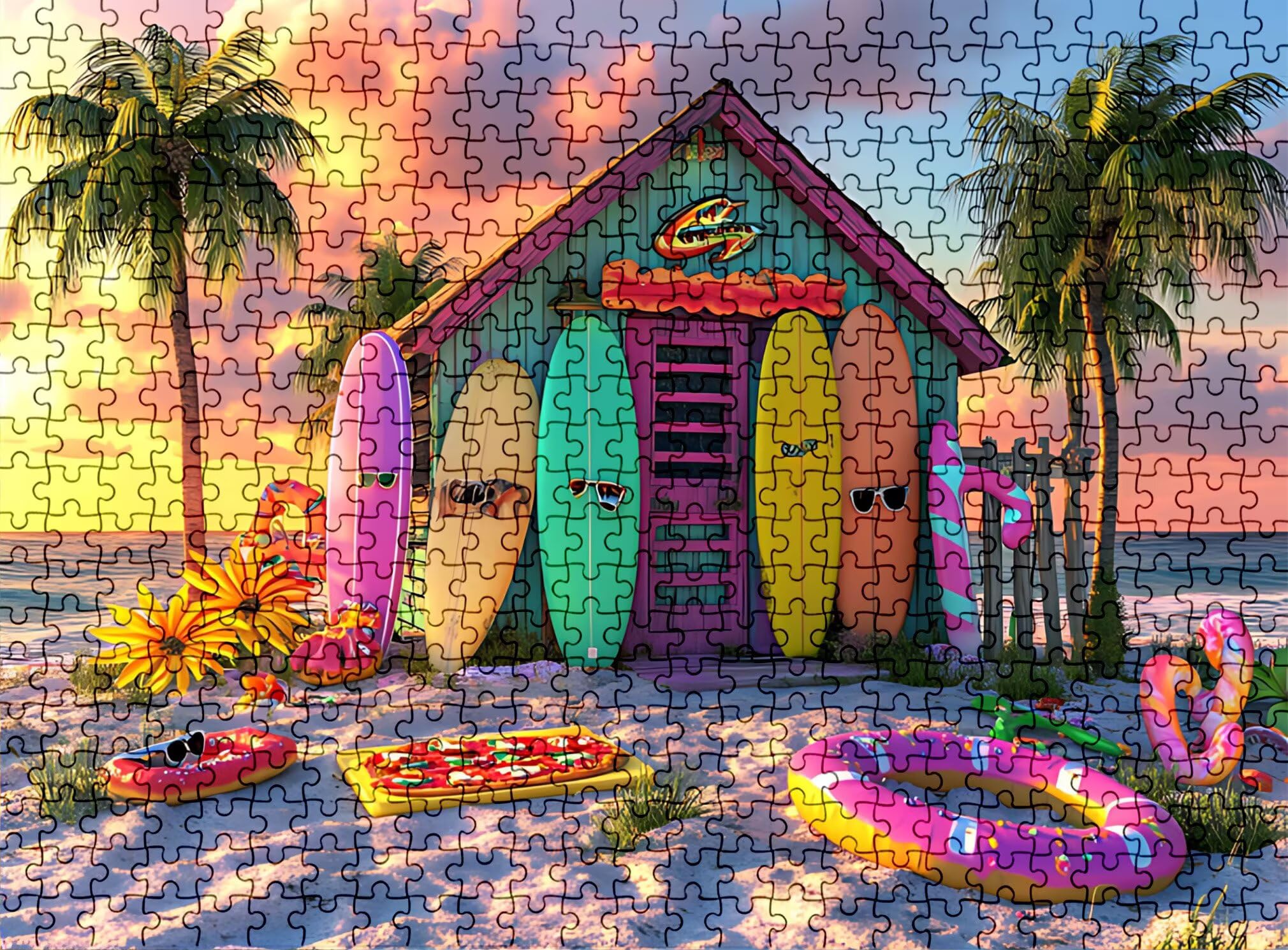 Playa Tabla Surf Puzzle 4000 Piezas Adultos, Rompecabezas con Letras en la Parte Posterior - Piezas Que Encajan Perfectamente, Reto de Concentración, Regalo para Mujer y Decor, 141.5 x 87.5 cm w0-778