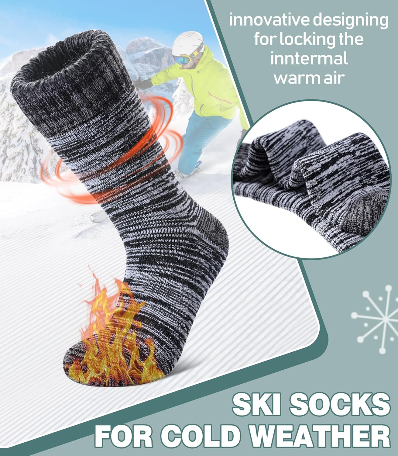 LANLEO Women Men Thermal Socks Warm Winter Extra Thick Insulated Heated Ski Crew Boot Socks for Cold Weather - Image 4