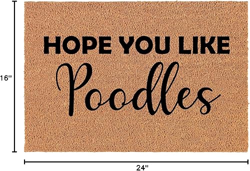 Miniatura 3 de Felpudo de fibra de coco para puerta delantera, regalo de inauguración de la casa, regalo Hope You Like Caniches (30.0 x 18.0in), estándar