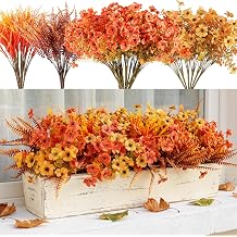DomeStar 30PCS Fall Mums for Outdoors, Faux Fall Flowers UV Resistant