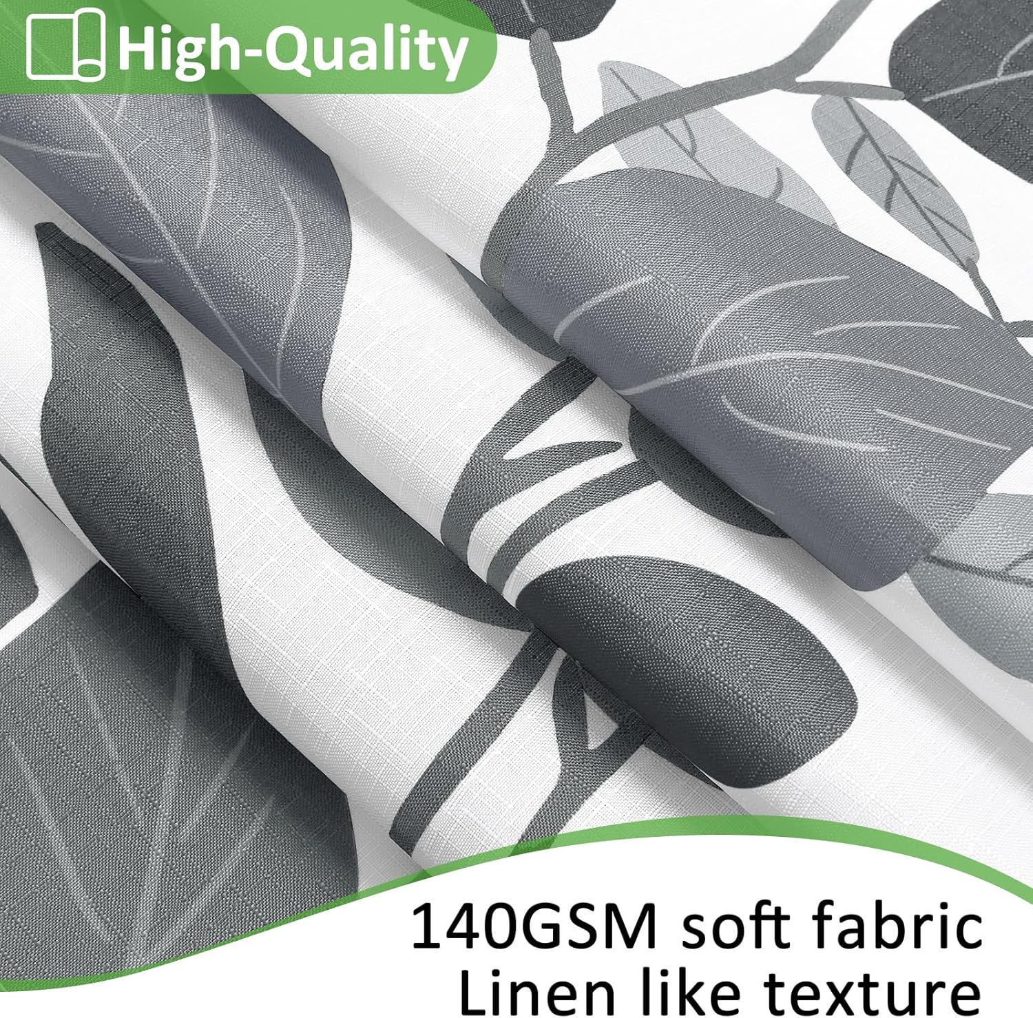 BOODII Gray Botanical Shower Curtain for Bathroom Eucalyptus Shower Curtains Floral Watercolor Natural Bath Curtain Set Light Gray Leaves Spring Garden Plants Bathroom with Hooks 72x72