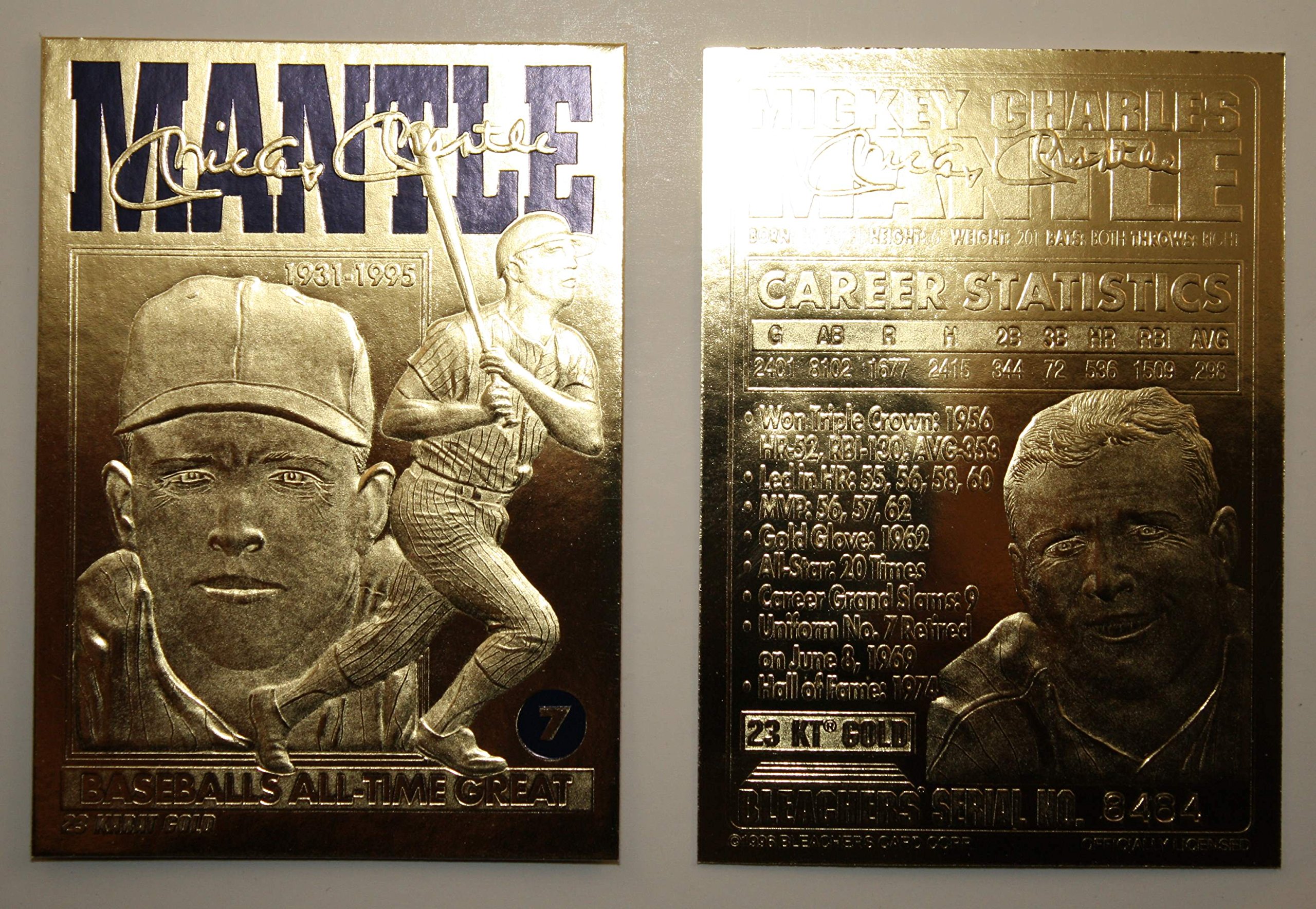 Amazon.com: MICKEY MANTLE 1996 23KT Gold Card Sculptured