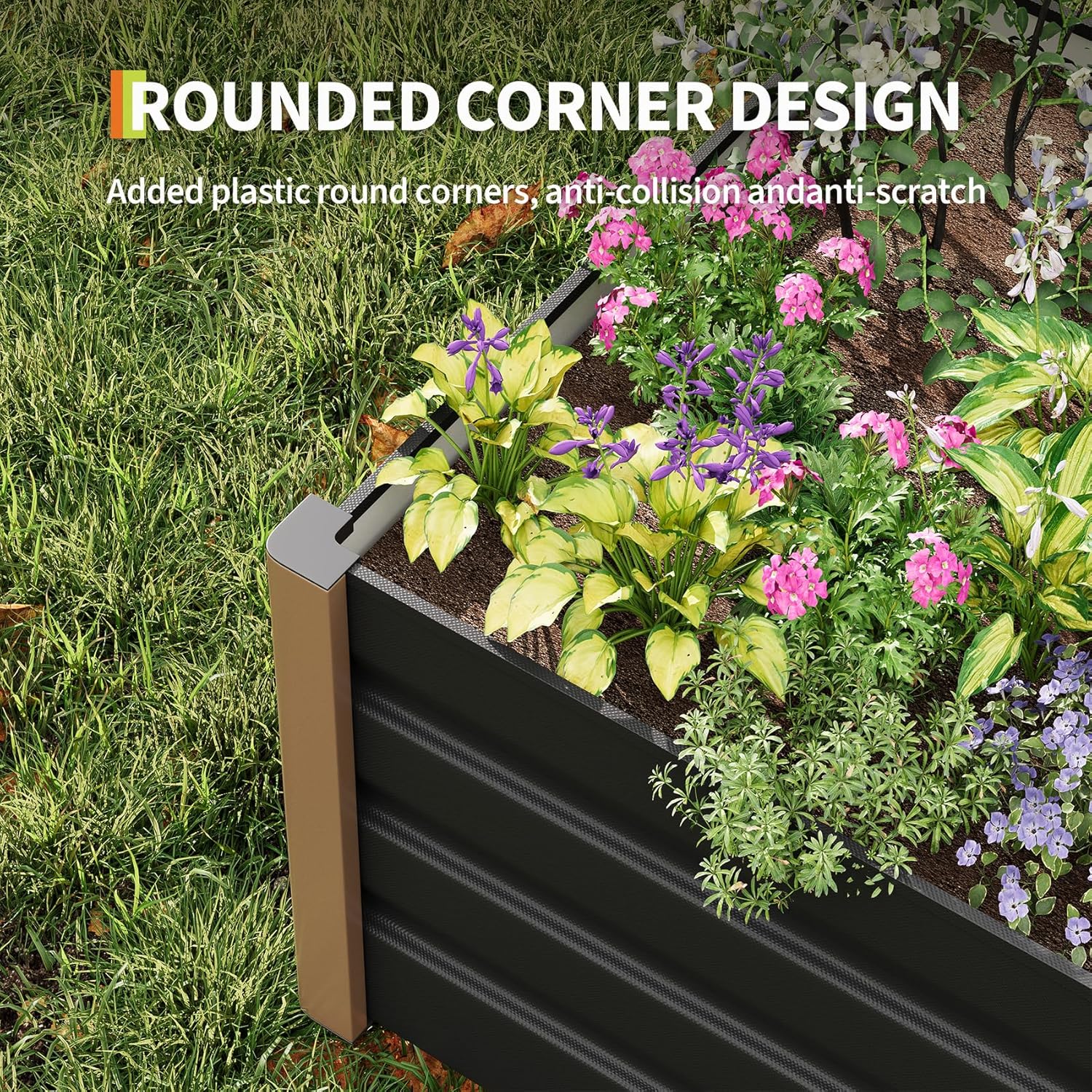 GarveeLife 6.5x2.5 Ft Open-Bottom Raised Garden Bed Kit, 16" Deep Large Outdoor Planter Box - Extra Wide for High-Yield Gardening, Rust-Proof Aluminum with Safety Corners, Gray