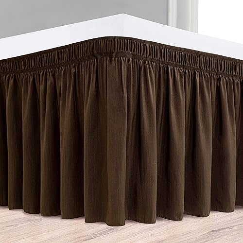 Miniatura 2 de Faldones Biscaynebay para cama, con elástico, envolventes, fáciles de ajustar, resistente a las arrugas y a la decoloración, tela sedosa y lujosa,